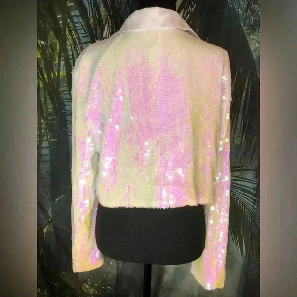 Womens Cropped Sequin White blazer - Picture 13 of 16
